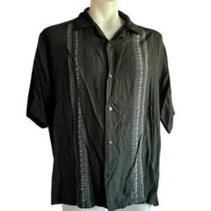 Vintage Shirt Mens XL Black Button Down 90s Retro Classic Bowling Rockabilly